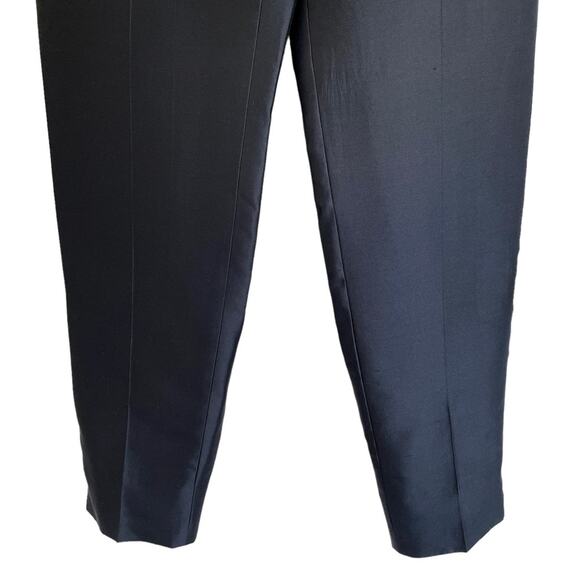 Dana Buchman 100% Silk Navy Blue Flat Front High Waisted Tapered Ankle Pants 4 - Picture 7 of 13